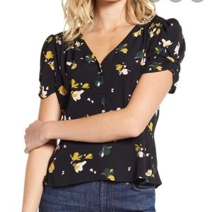 Chelsea28 floral button front peplum top nwt